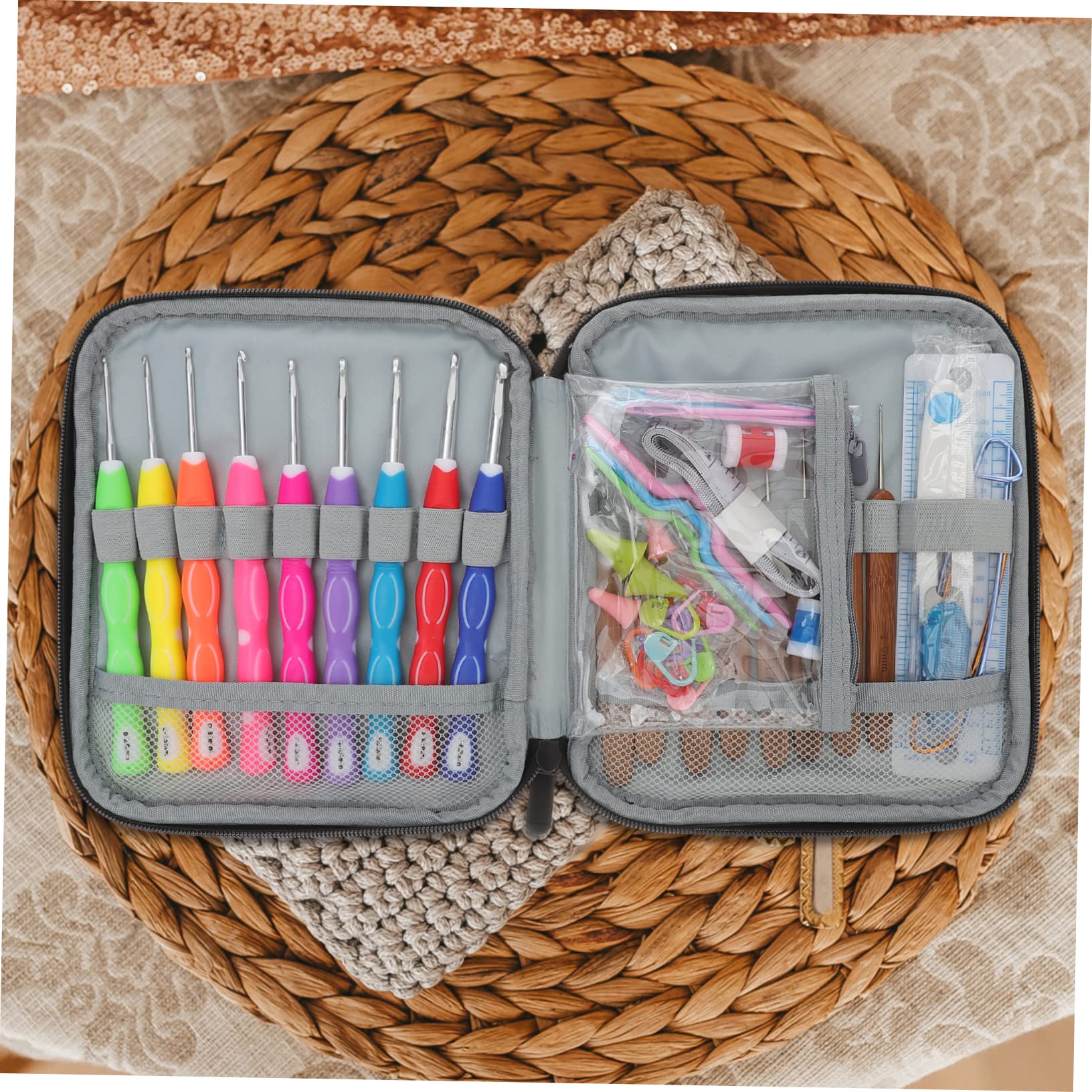 jojofuny Herramientas De Diy Agujas De Ganchillo Kit De Ganchillo Para Principiantes Incluye Herramientas Portátiles y Hilo