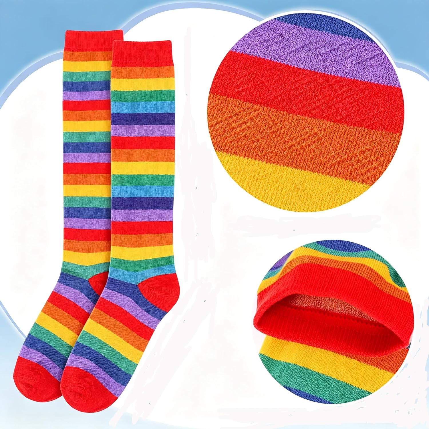 Rainbow Knee-High-Socks for Women Colorful Striped Stocking