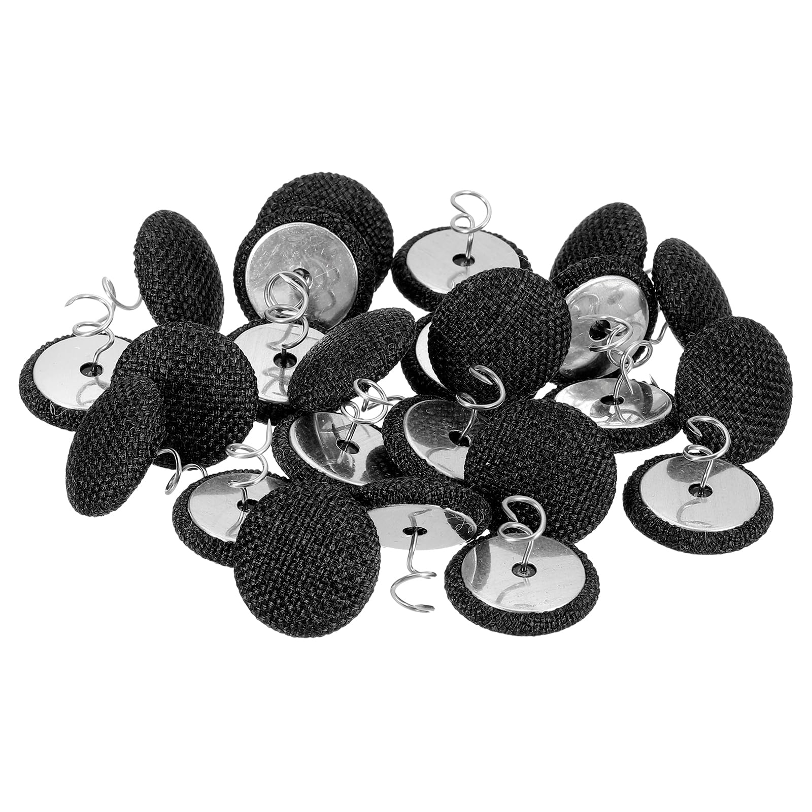 QUARKZMAN 24Pcs Alfileres de Tapicería Twist Pin, 20mm Alfileres para Faldas de Cama Botones Cubiertos de Tela Twist Pins para Fundas Faldas de Cama Sillones Cubiertas de Muebles, Negro | Tapicería de tela con botones para cubrir faldas de cama, sillones,