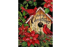Furiaz Merry Christmas Cardinal Poinsettia Garden Flag - Spread Christmas Cheer with...