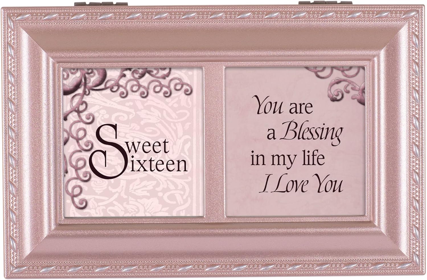 Cottage Garden Sweet Sixteen Blessing Matte Pink Petite Jewelry Music Box Plays You Light Up My Life