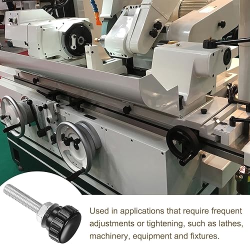 Miniatura 377 de uxcell Juego de 4 perillas moleteadas, tornillos de pulgar con tuercas y arandelas, rosca macho métrica M6 x 1.378 in, cabeza de plástico de 0.984