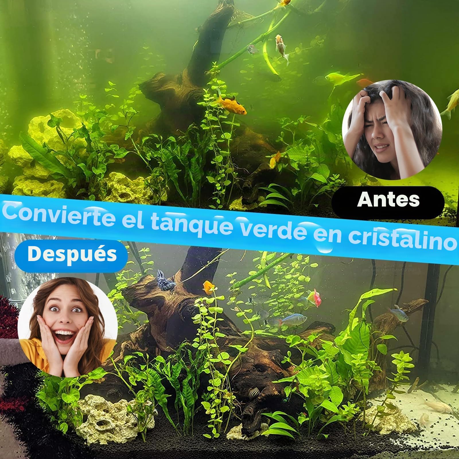 Tararium Filtro interno de acuario con función U-V – Potente bomba sumergible para agua clara – Ideal para 280 – 1135 L (75 – 300 galones) – 2271 L/h (600 GPH) – Agua dulce y agua de mar