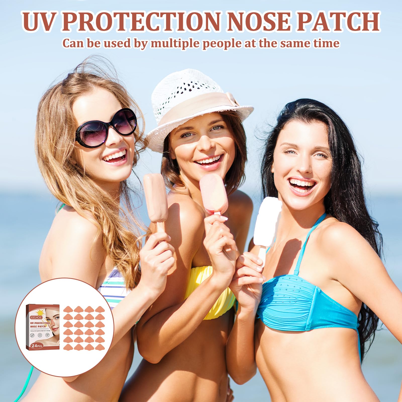 72 protezioni per il naso, contro il sole, protezione solare, per il naso, per uomini, donne, sport, abbronzatura, per esterni, con 3 schede di prova UV