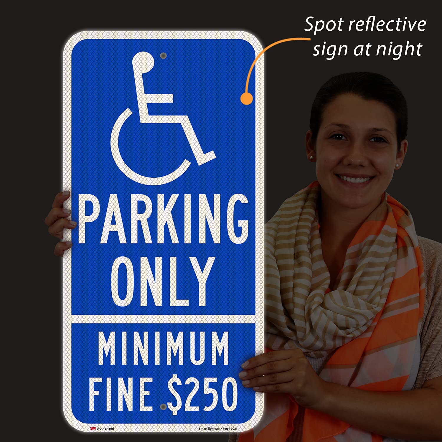 SmartSign Handicap Parking Sign – 24”x12”, Blue & White, Reflective, Aluminum – California Fine $250 - View #12