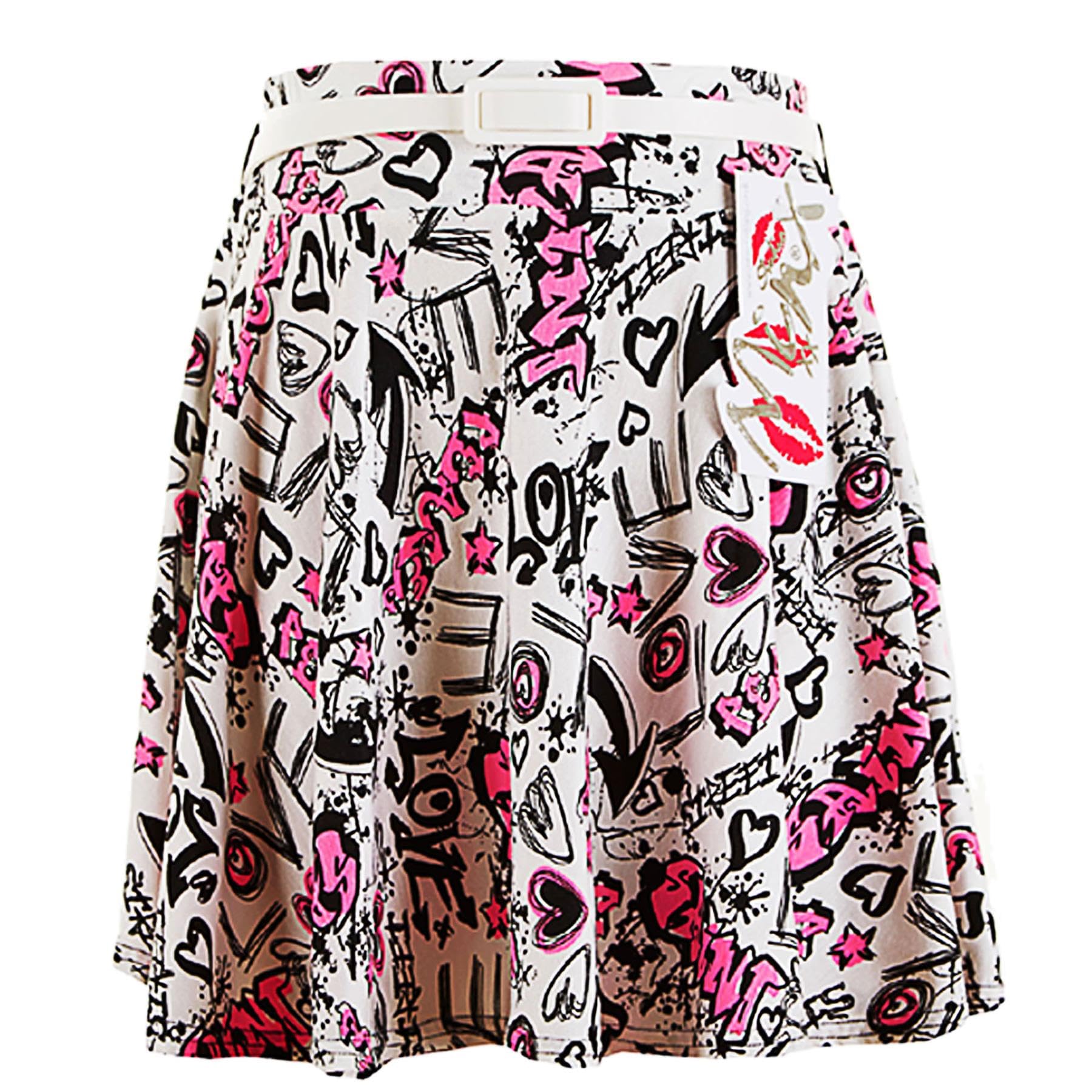 A2z 4 Kids Girls Skater Skirt Love Graffiti Love Comic Graffiti Crop Top Casual Fashion Clothing