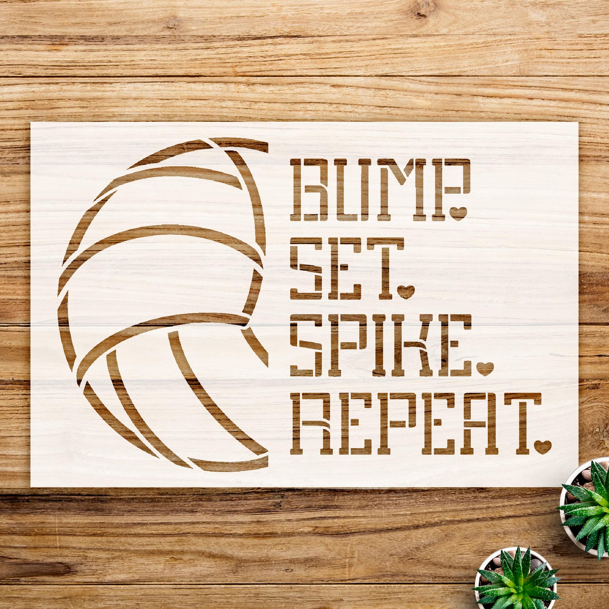 Volleyball Stencil Pattern for Crafts and DIY Projects, Perfect for Walls, Wood, and Sports-Themed Decor, Featuring Bump, Set, Spike Design for Athletes and Fans - Size A4 (11.0
