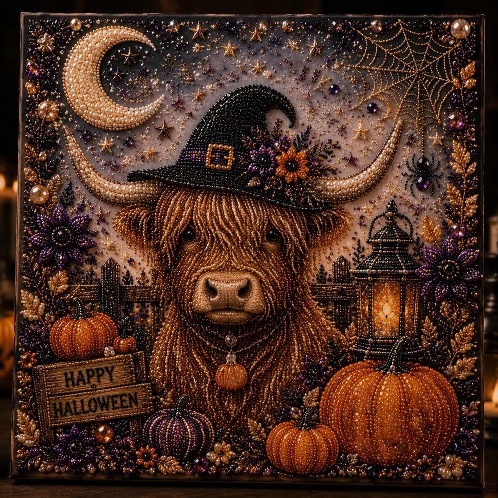 Halloween Ghost Pearl Diamond Art DIY Kit, 3D Pearl Diamond Painting Crafts Kits for Adults, Halloween Ghosts Pearls Art DIY Kit for crafting, Spooky Ghost Festive design for seasonal projects (C)