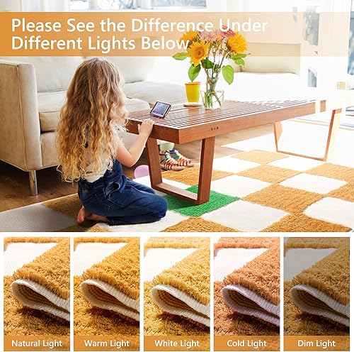 Miniatura 5 de LINROMIA Alfombra de pasillo bohemia, 2 x 5 pies, alfombra de área a cuadros, lavable, alfombra de cocina para interiores, tablero de ajedrez,