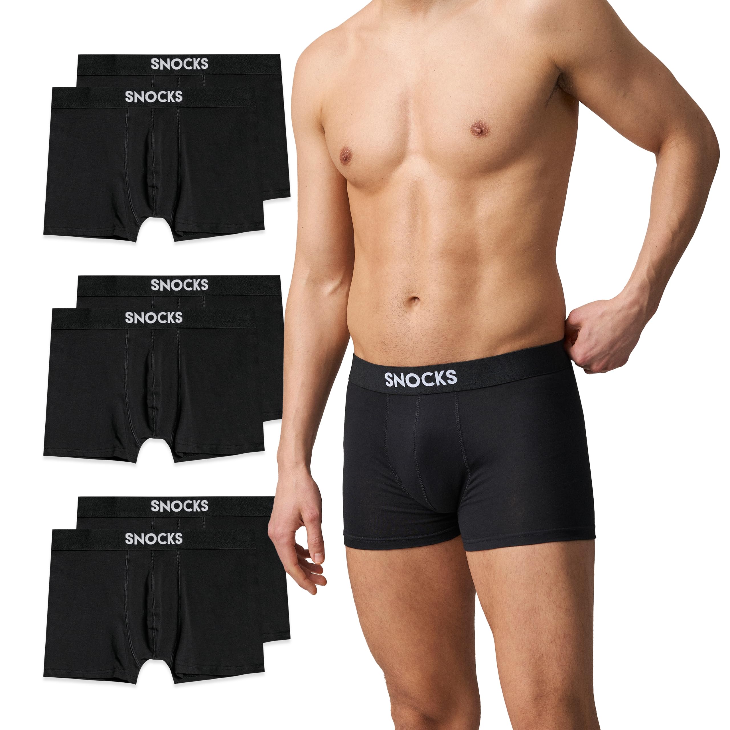 Snocks Boxershorts Herren Bio Baumwolle (6er Pack) Unterhosen Herren ohne einschneidenden Gummibund (Gr. S - 4XL)