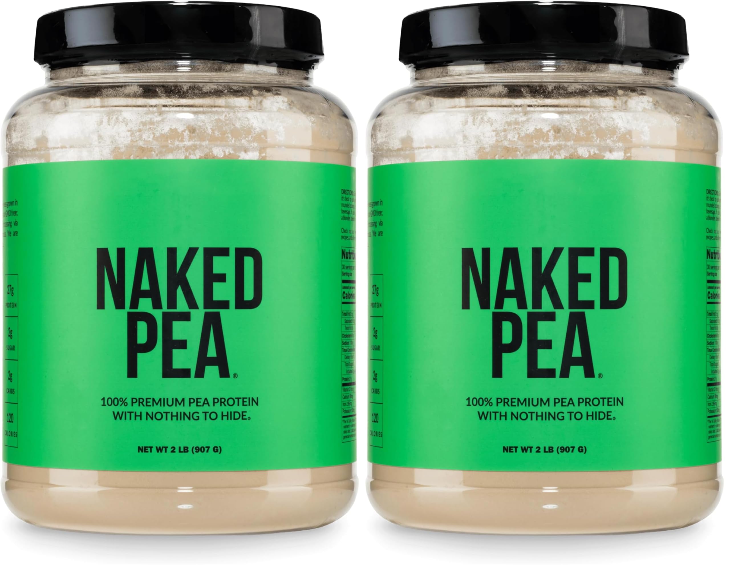 NAKED Pea - 2LB 100% Pea Protein Powder from North American Farms - Unflavored Vegan Pea Protein Isolate - NSF Certified, Plant Protein Powder, Easy to Digest - 30 Servings (Pack of 2)