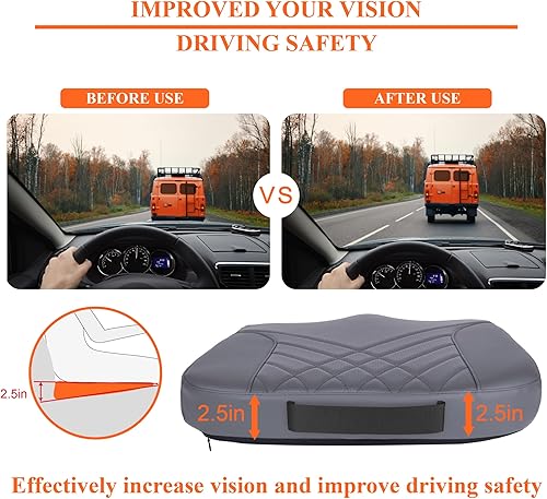 Miniatura 5 de kingphenix Cojín de asiento de automóvil de alta calidad, cojín de espuma viscoelástica para mejorar la vista de conducción, alivio del dolor de