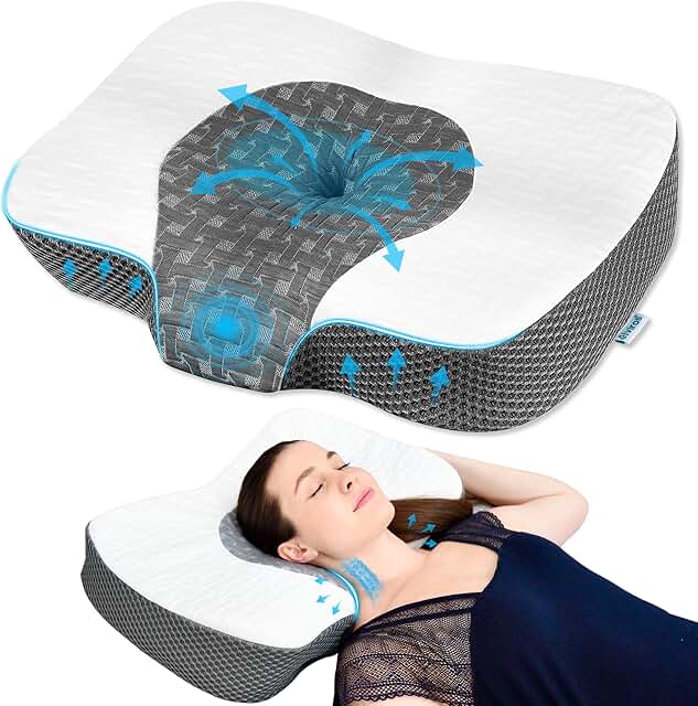 Elviros Cervical Neck Pillow for Neck and Shoulder Relief, Ergonomic Mem...