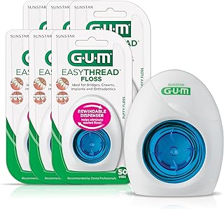 GUM EasyThread Floss, Orthodontic Threader, 3X50 uses (150 uses in 3 Units), White, 3200B