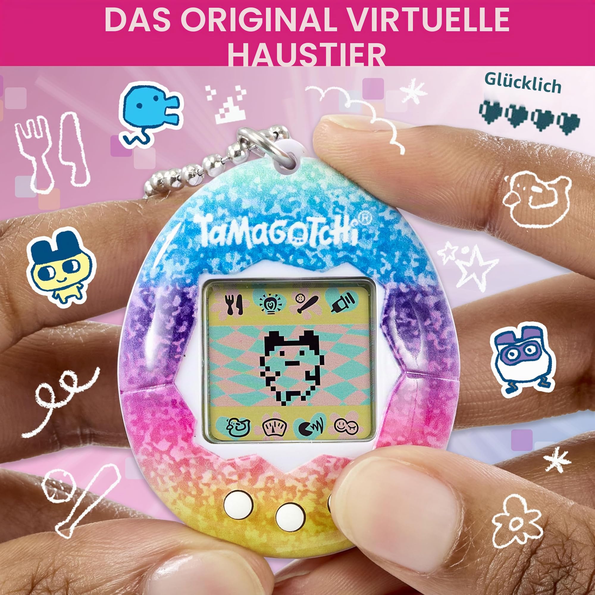 TAMAGOTCHI Bandai Original Unicorn - virtuelles elektronisches Haustier mit Display, 3 Tasten und Spielen - 42927
