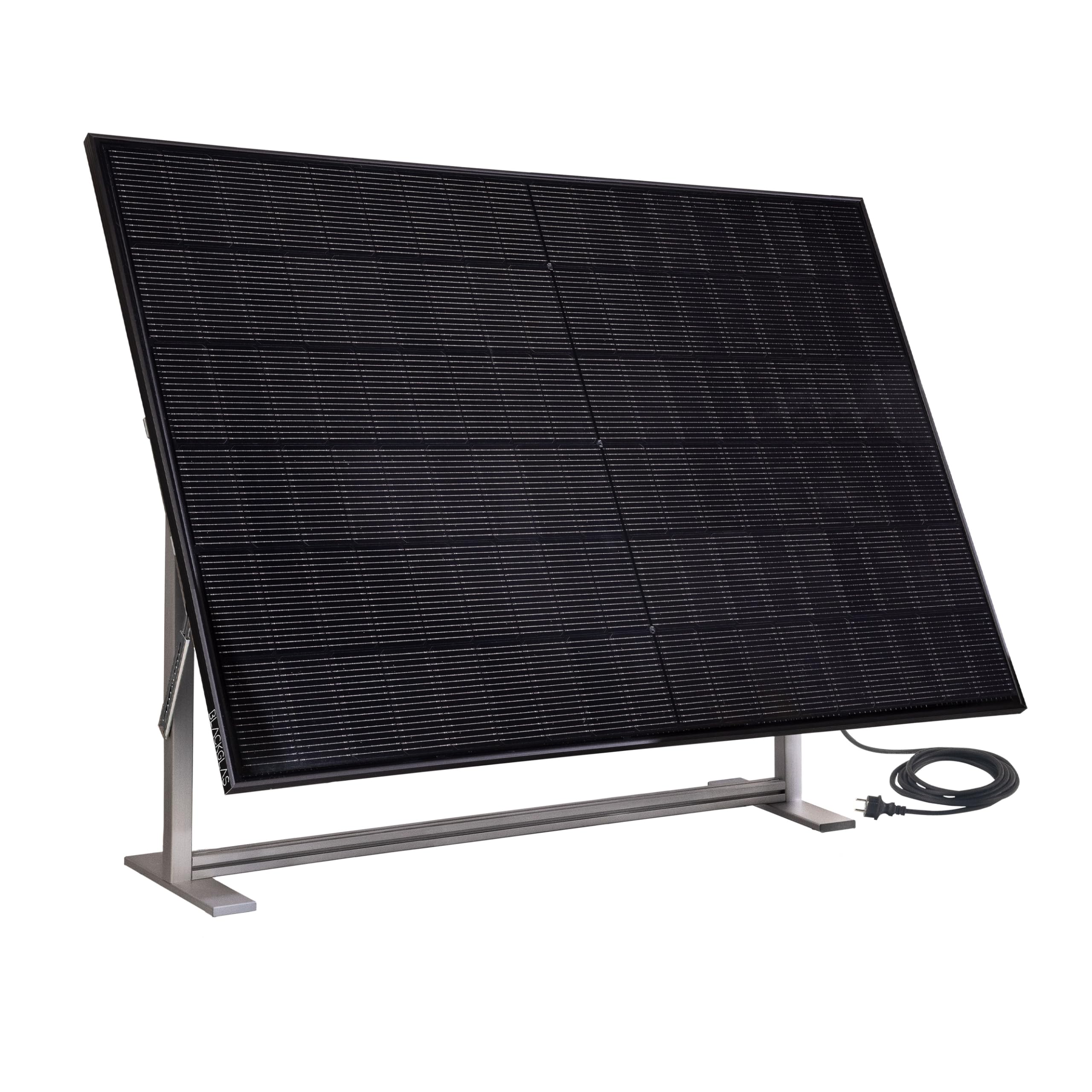Balkonkraftwerk SolarScreen Sichtschutz VEOtablet-Q Modul 445Wp Full Black Solarmodul, Wechselrichter mit App, 5m Kabel, Verstellbarer Winkel, Plug & Play, Vormontiert, Made-in-Germany