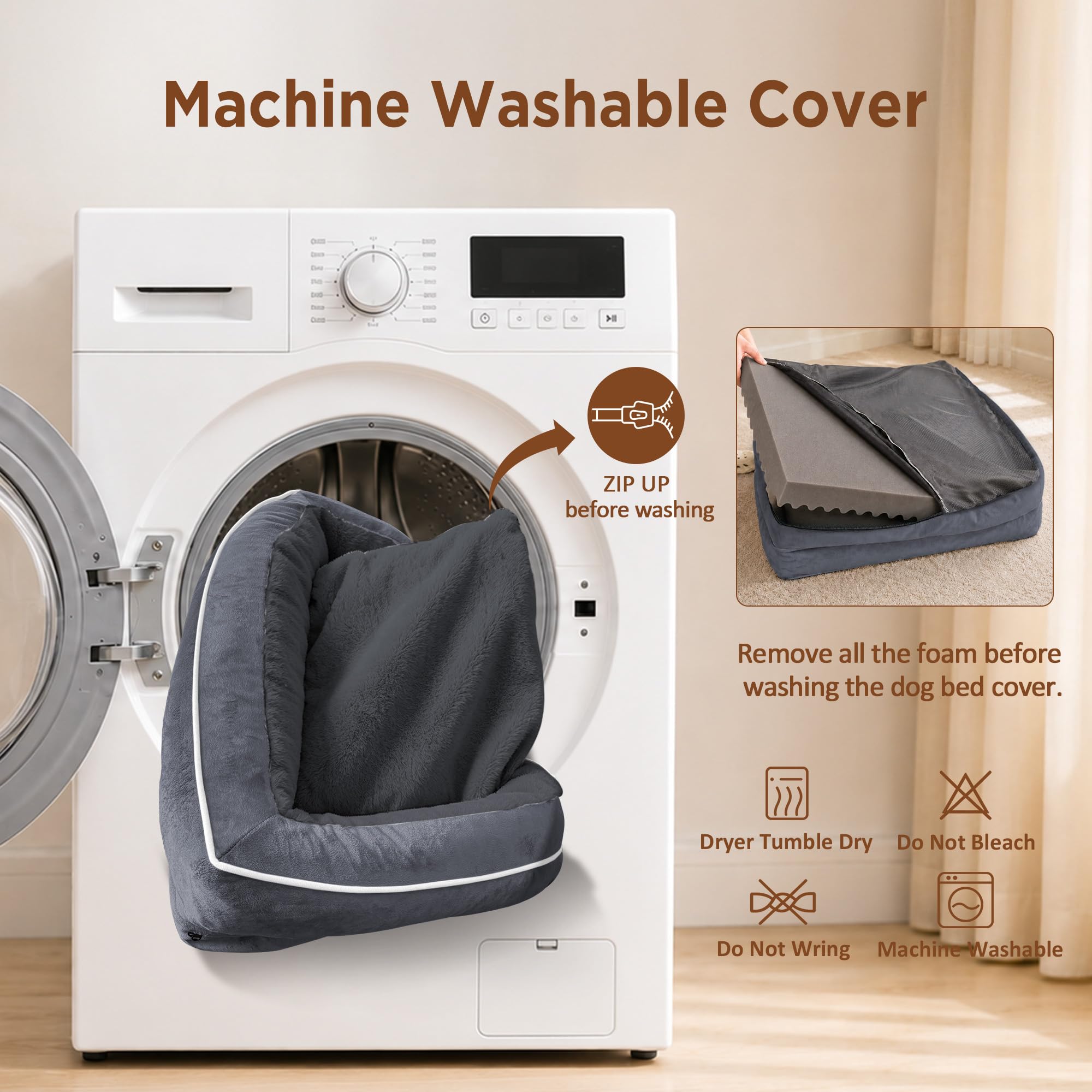 Comfort Expression Cama ortopédica para Perros extragrandes de 53 x 42 Pulgadas, Cama para Mascotas XXL de Espuma Impermeable con Cojines extraíbles, sofá para Perros con Funda Lavable y Parte