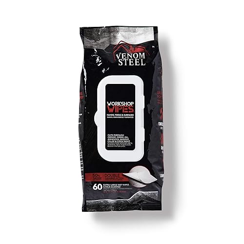 Venom Steel Toallitas de taller con cuentas de fregar, para grasa, suciedad, aceite, pintura y calafatear, seguras para manos, herramientas y