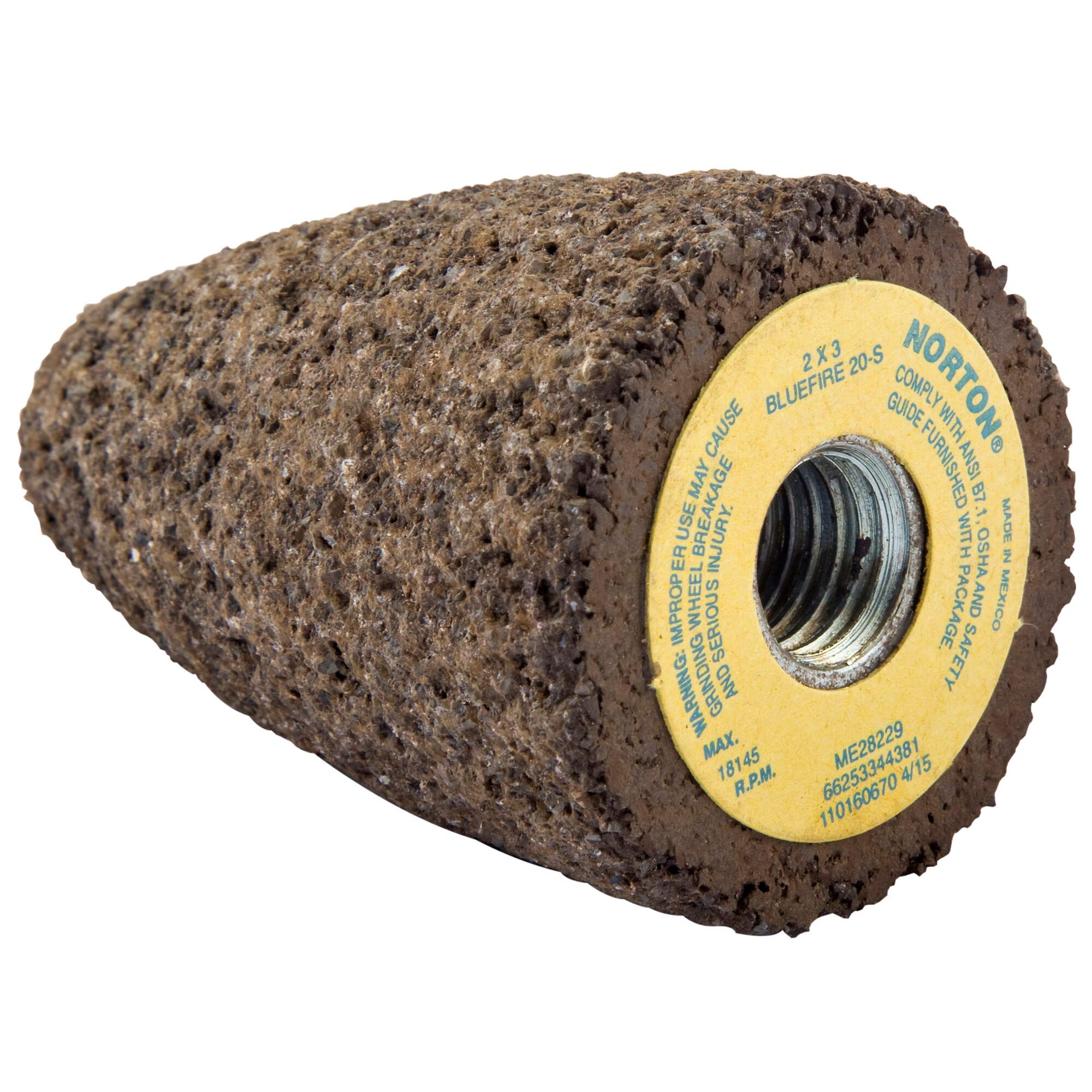 Norton Abrasives Grinding Cone,2 in. Dia,20 Grit,ZA 66253344381-1 Each