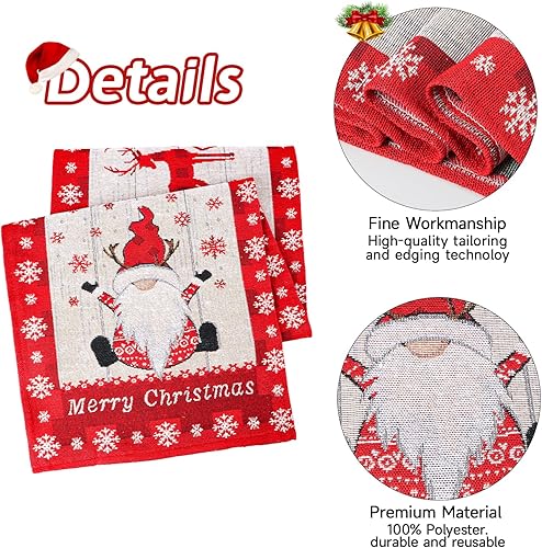 Miniatura 4 de Camino de mesa de Navidad de Papá Noel, decoración de mesa de comedor para interiores y exteriores, decoración de fiesta, 13 x 71 pulgadas