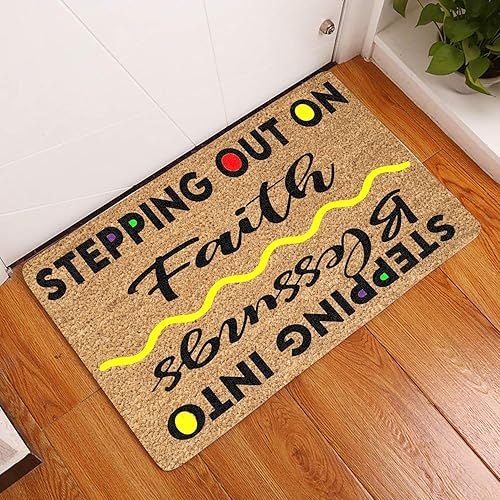 Agriism Tapete para puerta de entrada interior, porche, bienvenida, divertido, antideslizante, para salir de la fe, entrando en la bendición,