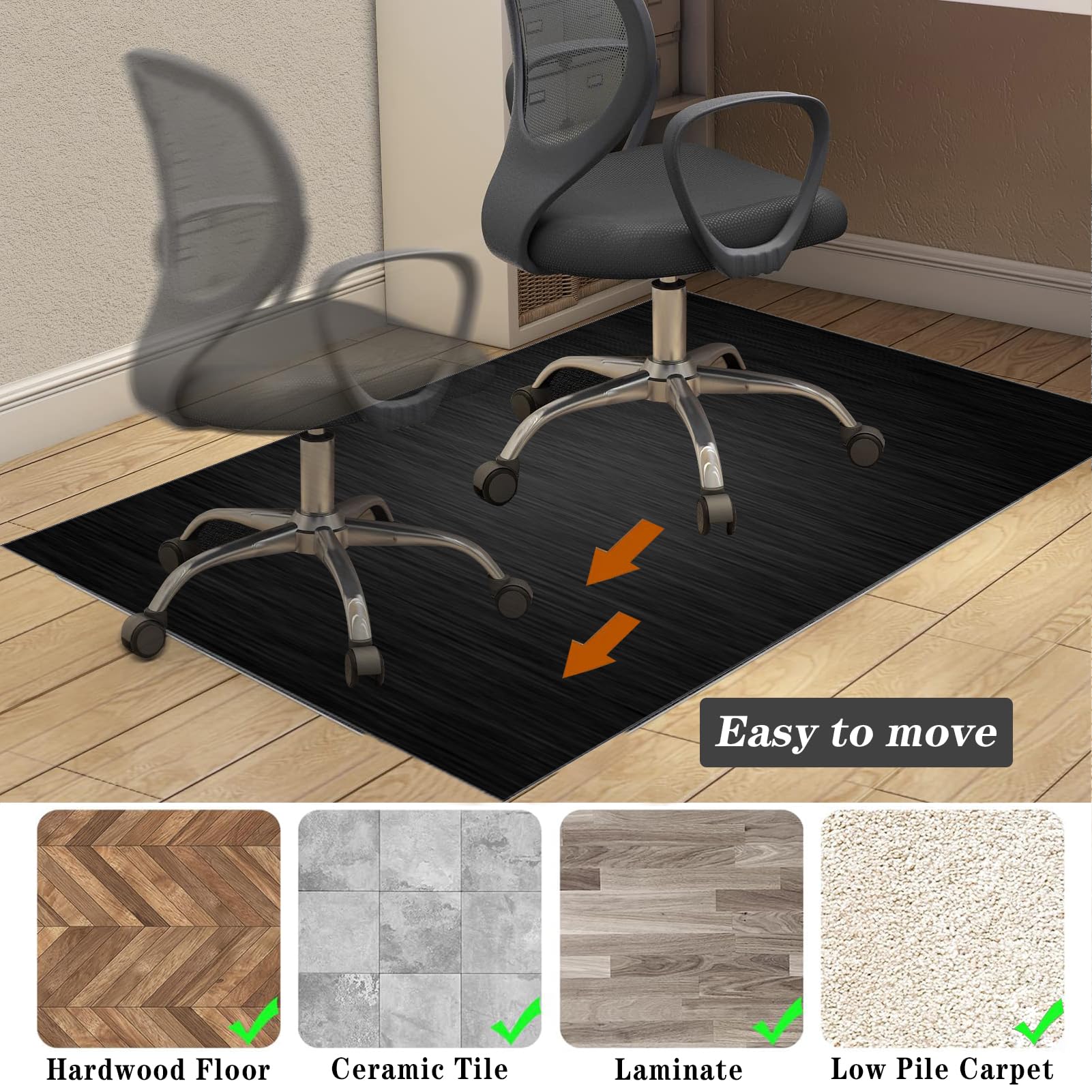JaevKwzy Office Chair Mats for Hardwood Floors Gaming Chair Mat for Office Carpet Chair Mats Non Slip Floor Protector Mat for Chairs Desk Chairmats Office Floor Protector mat 140 x 180 cm - Image 5