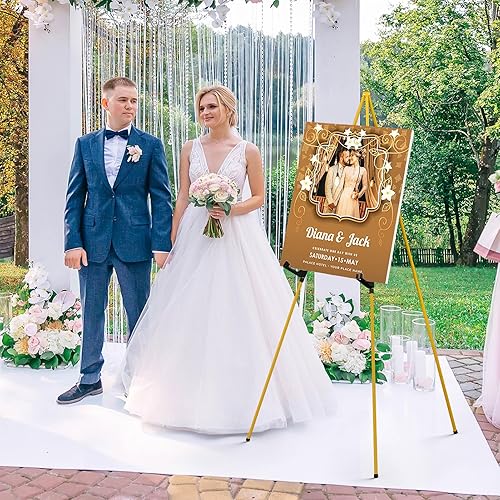 Miniatura 2 de Soporte de caballete dorado para exhibición, trípode instantáneo de 63 pulgadas, caballete de piso portátil, póster de arte ajustable, soporte de