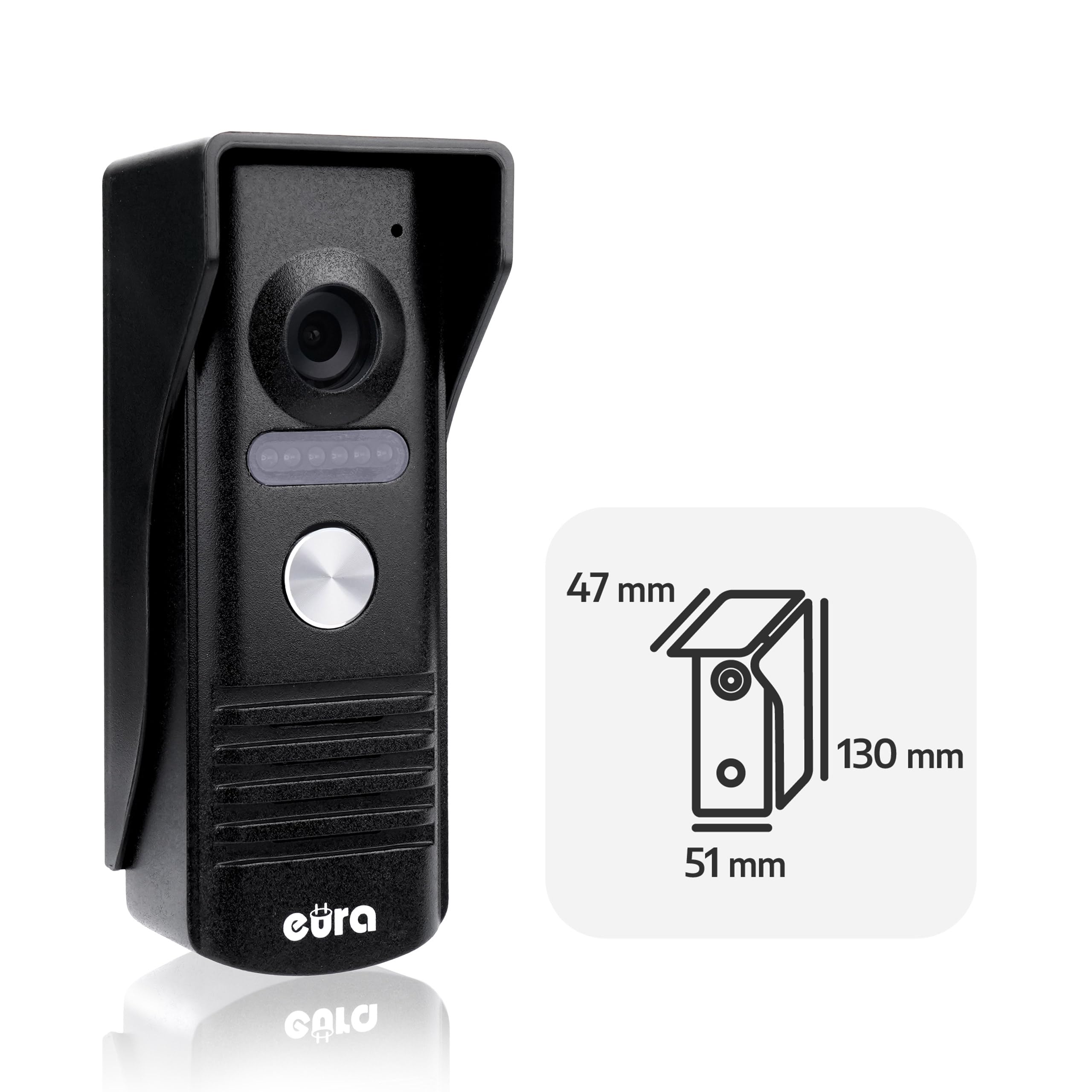 EURA Interphone vidéo VDP-52A3 ATIRA 4 fils, moniteur couleur 4,3 pouces, 2 entrées, 1 moniteur, blanc