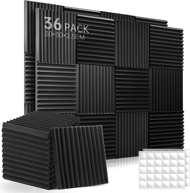 Soundsbay 36 sztuk Pianka akustyczna 30 x 30 x 2,5 cm Panele akustyczne do podcastów, studiów nagraniowych, biur