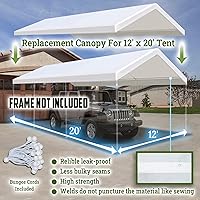 Vista 2 de YardGrow Cubierta de techo de repuesto para toldo superior de 12 x 20 pies para refugio de garaje con cuerdas elásticas, marco no incluido (blanco)