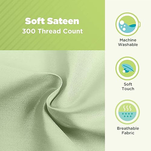 Miniatura 3 de Bean Products Fundas de almohada para el cuello  algodón, tejido satinado, 300 hilos, color verde (6 x 16 pulgadas)