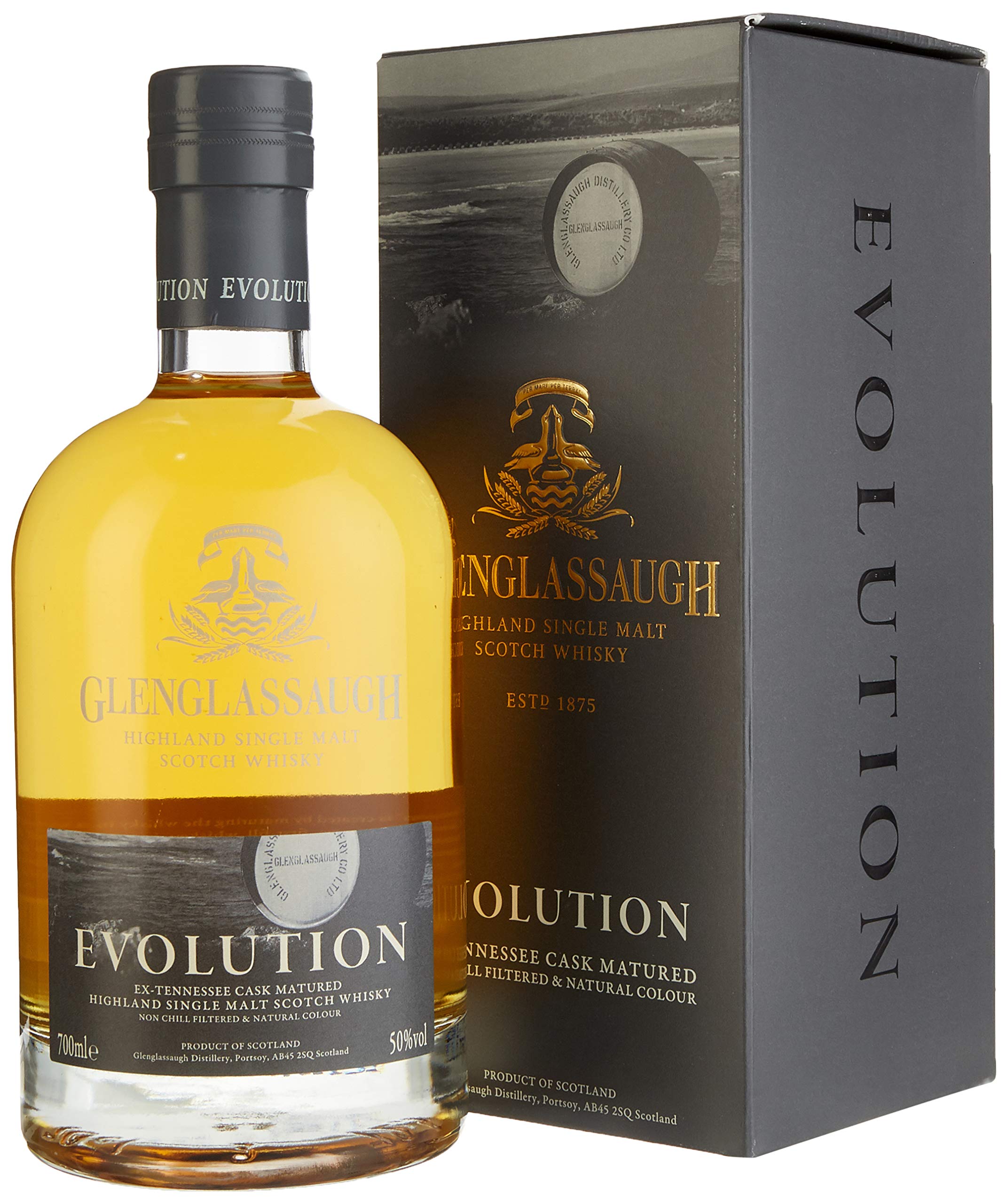 Highland Single Malt Scotch Whisky Evolution Ex-Tennessee Cask Matured Glenglassaugh 0,7 ℓ