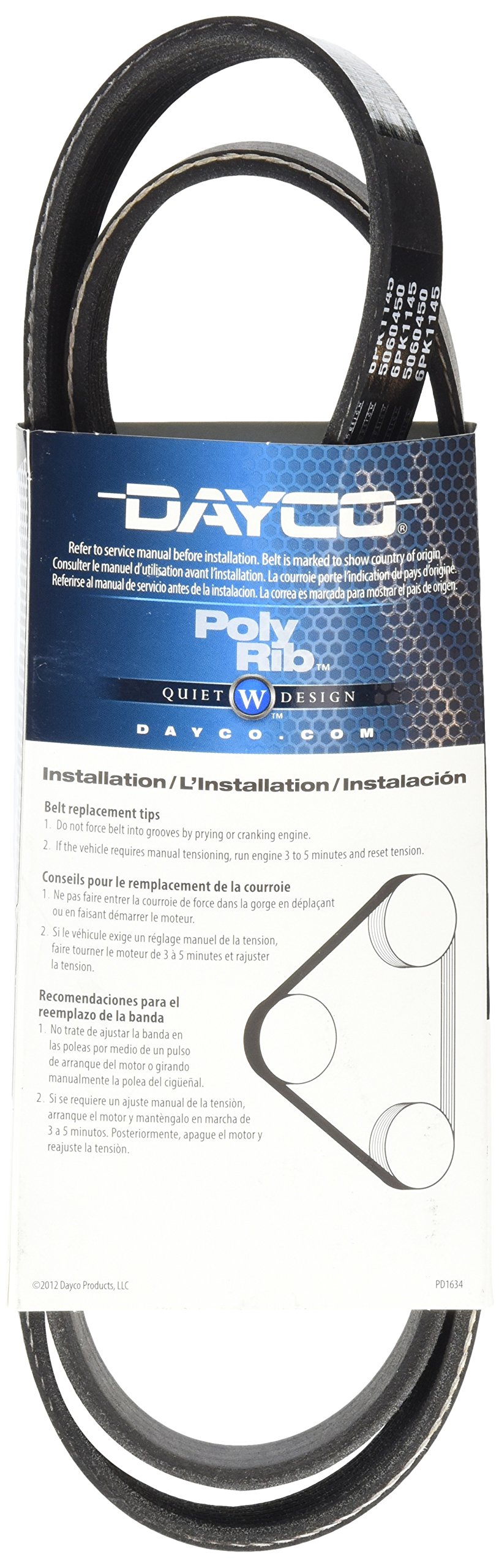 Amazon.com: Dayco 5060450 Serpentine Belt Black, Size:- Effective