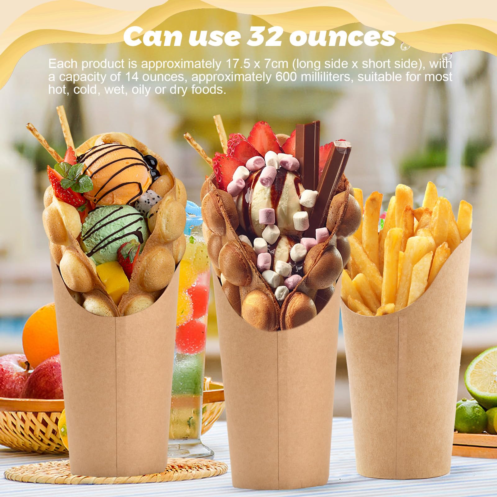 Lot De 200 Pochettes à Frites Marrons En Carton Recyclé (135 Gr) - Etuis à Frites En Carton Jetables