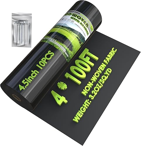 Miniatura 10 de Tela de barrera de malezas resistente, tela geotextil no tejida de 3.2 onzas, tapete de control de malezas en capas para jardinería, paisajismo y