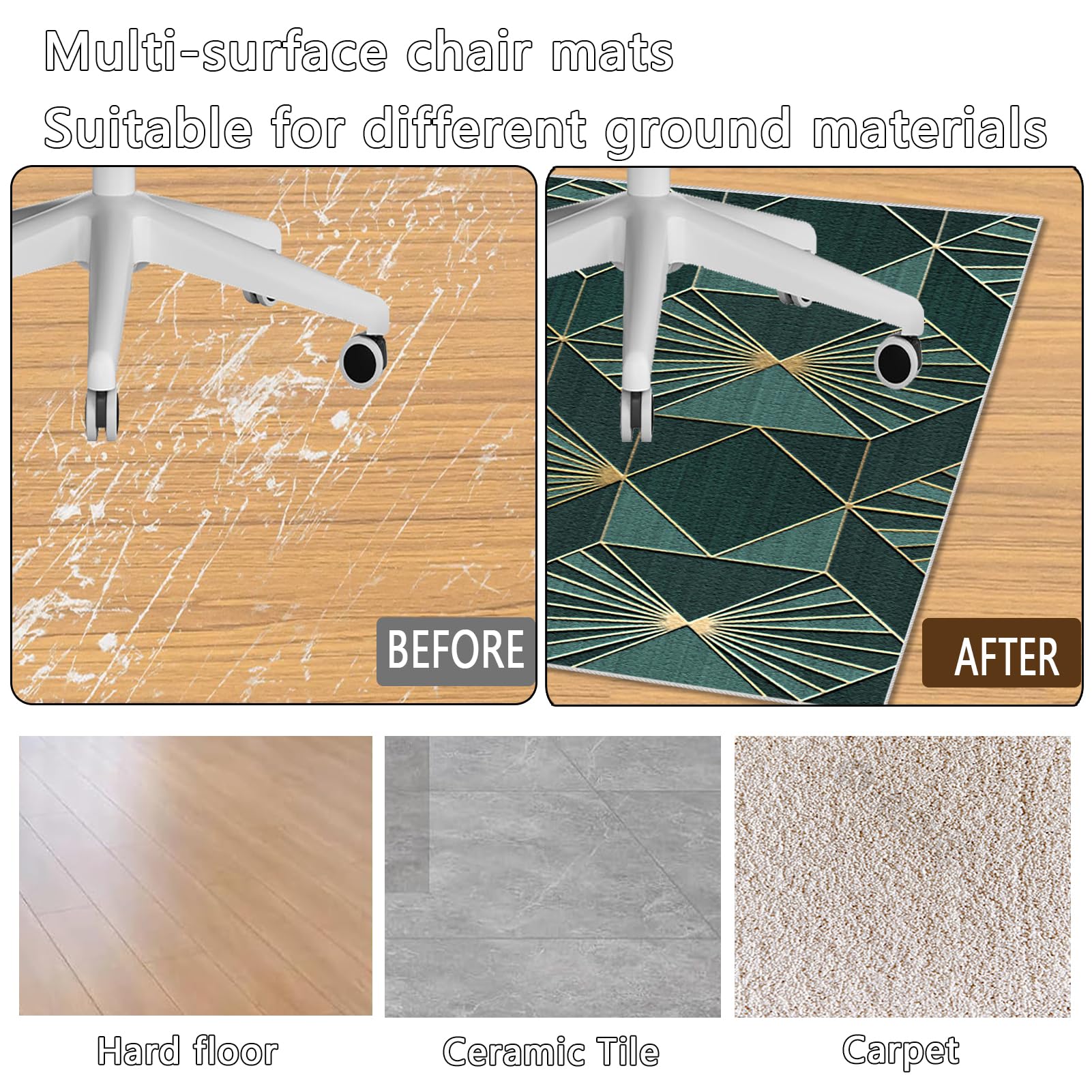 Tapis pour Chaise de Bureau 180 x 230 cm | Tapis Chaise Gaming Antidérapant | Tapis sous Chaise Bureau | Tapis protège-Sol pour Chaise de Bureau | Tapis de Protection de Sol pour sols durs