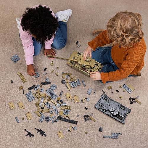 Miniatura 5 de Juegos de construcción de 1030 piezas de tanques del ejército de la Segunda Guerra Mundial, crea un Panzer alemán 38T y un tanque de tigre alemán,