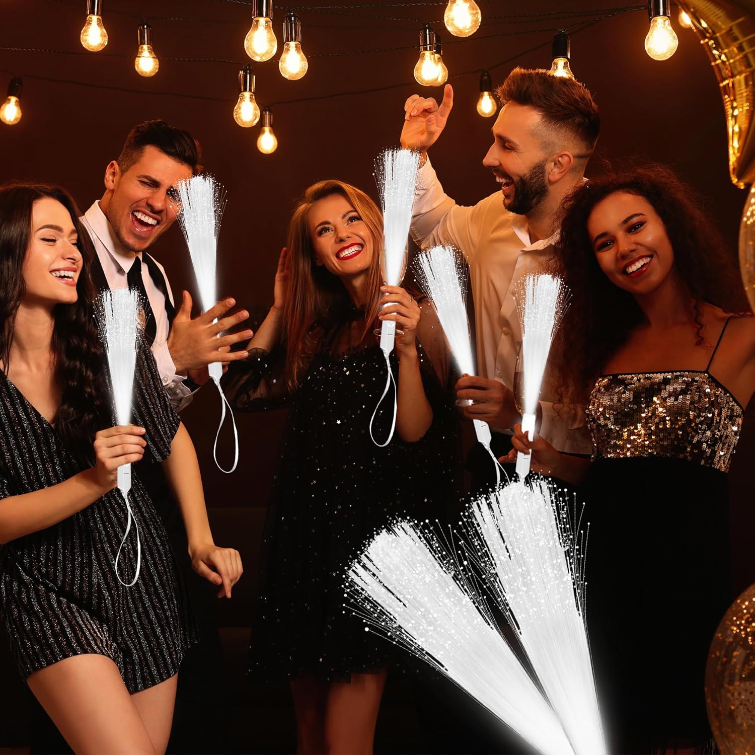 96 Pcs White Fiber Optic Wands LED Glow Fiber Stick Light Up Optic Wand Glow in The Dark Fibers Wands with 3 Light Modes for Wedding Club Carnival Party Birthday Concerts Favors