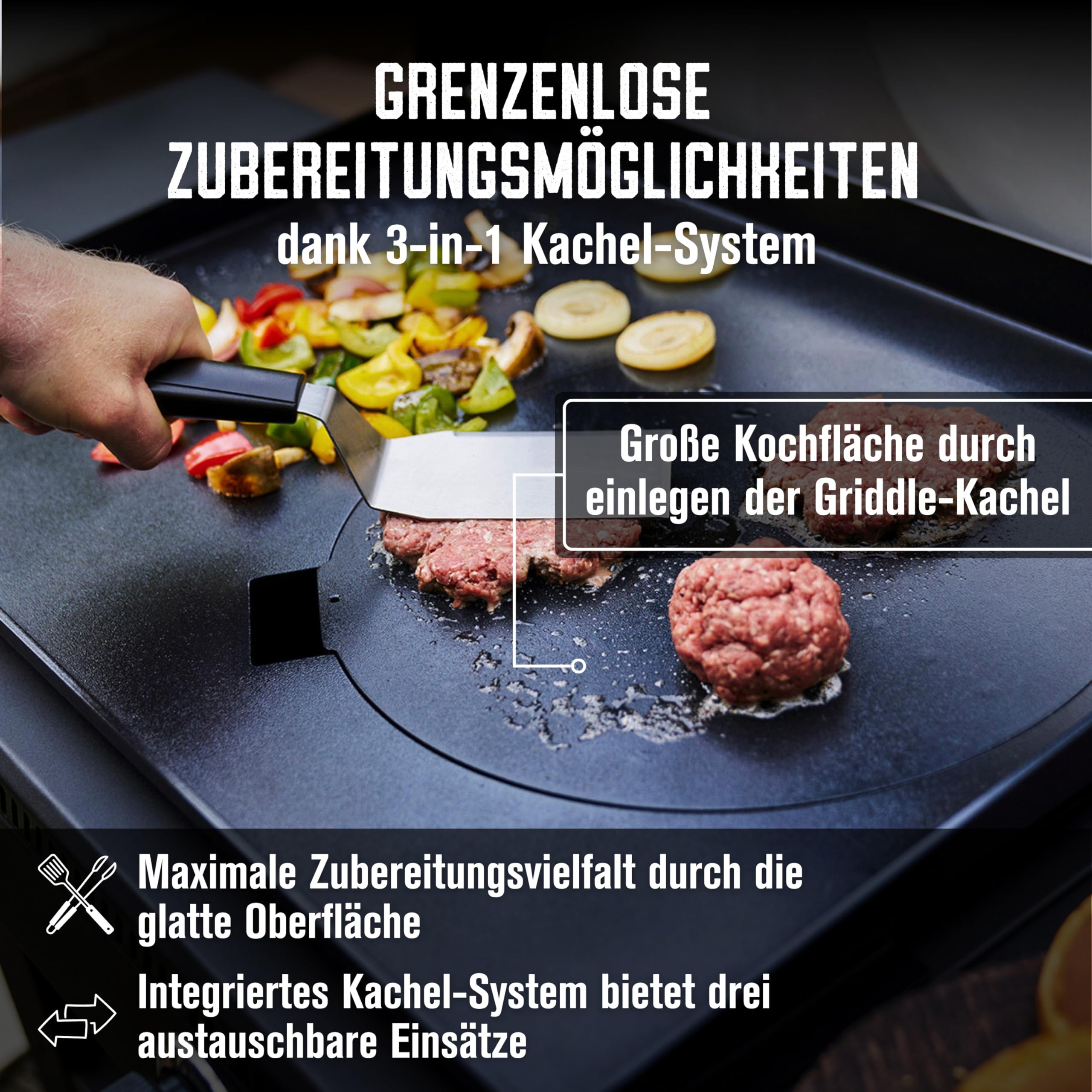 Char-Broil Griddle-Gasgrill Plancha Versa-Tile - 3-in-1 System: Griddle, Grill & Pizzaofen, 2-Zonen