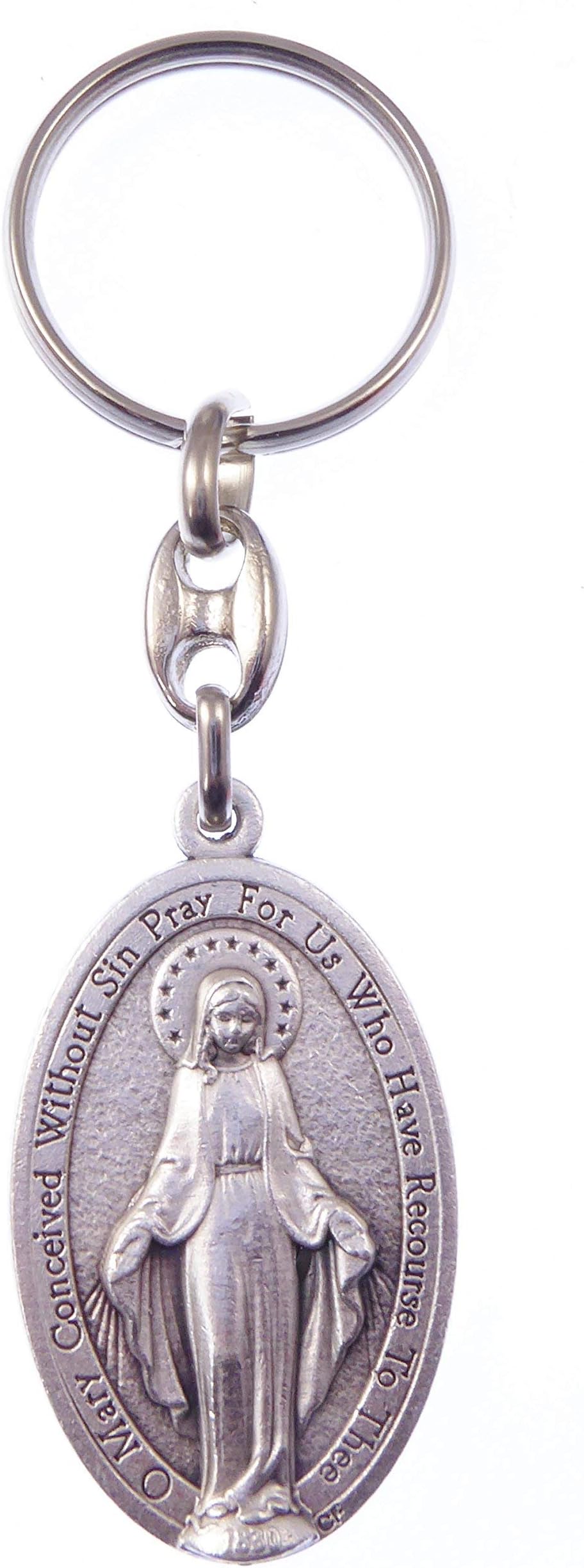 LAVLaverty Silver christian metal Virgin Mary Miraculous keyring 2inch 5cm medal