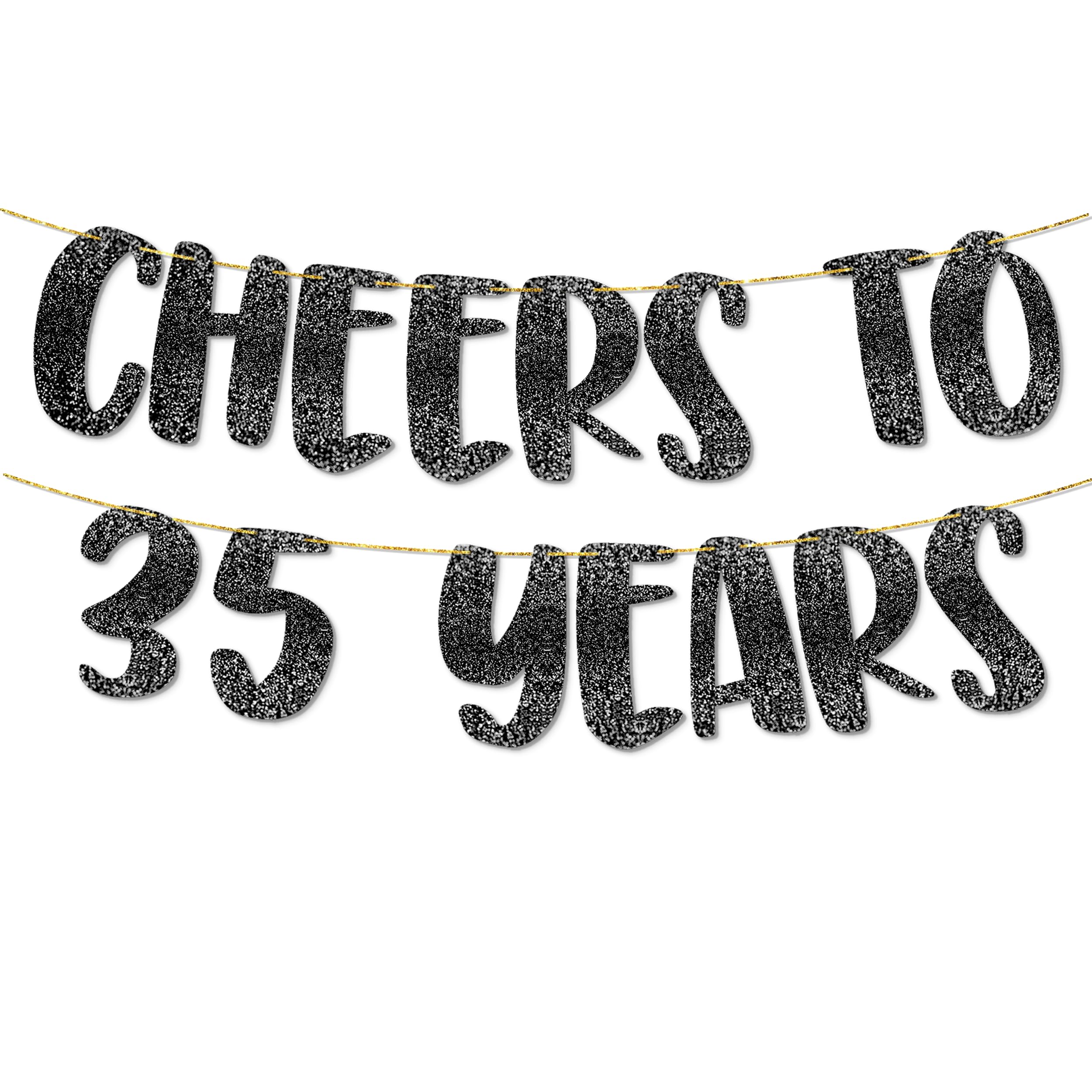 TOYVENTURES Cheers Black Glitter Banner (Black - 35 Years)