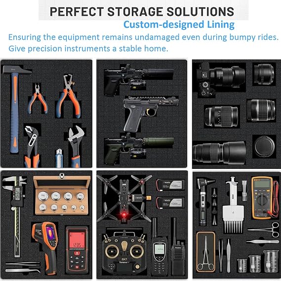 Regetek Waterproof Rolling Case 36 x 17.5 x 13.5 Inch, Hard Equipment Carring Case with Foam/Wheels/ 3 Large Handle for Camera, Tool, Crushproof, Dustproof, Lockable, Inner 32.1 x 13.9 x 10.8