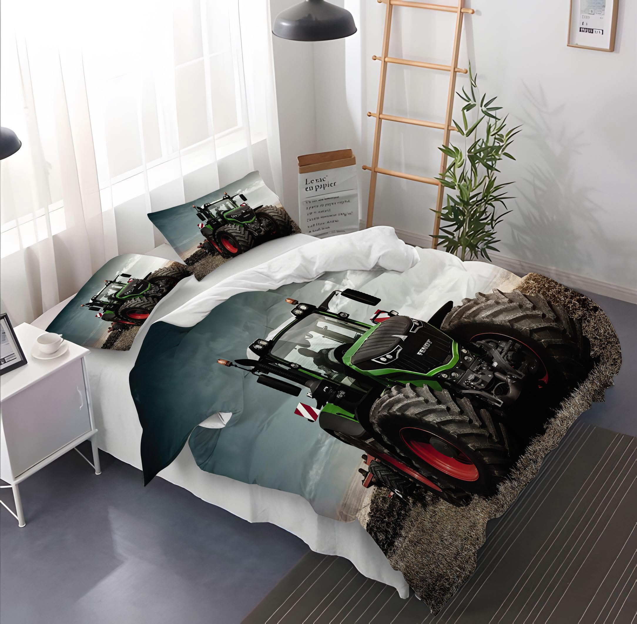 Gegeryozer 3D Tractor Bedding Set, Tractor Pattern Printed Duvet Cover, Decorative Duvet Cover for Children's Room - Image 2