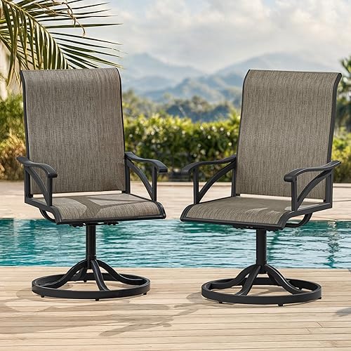 DWVO Outdoor Swivel Chairs Set of 2, Exclusive Swivel Patio