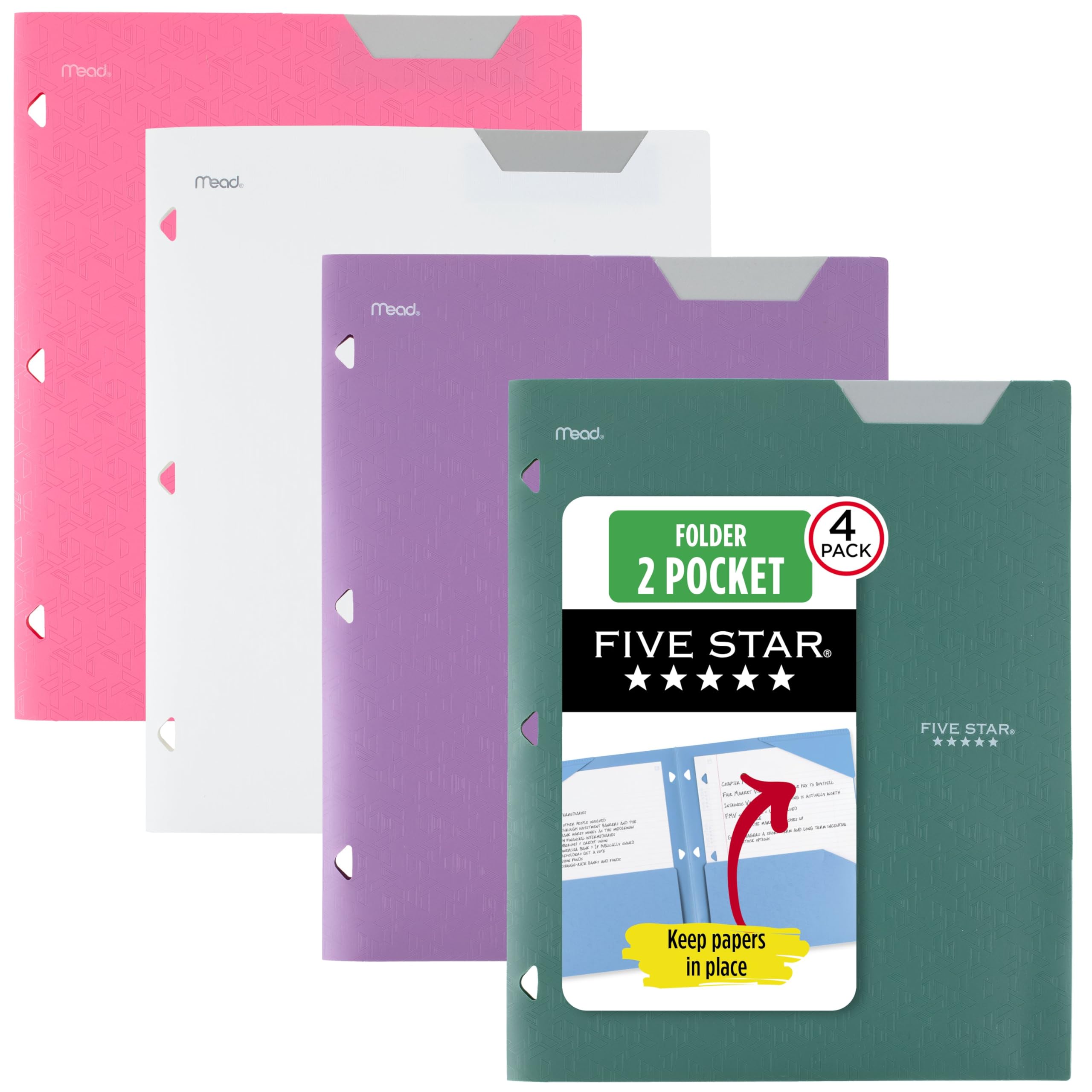 Amazon.com : Five Star 2-Pocket Plastic Folder with Stay-Put Tabs