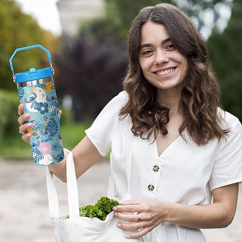 Miniatura 6 de Botella de agua divertida de dibujos animados para adultos, taza de acero inoxidable para niños con asa, taza térmica de 30 onzas, vaso de café para