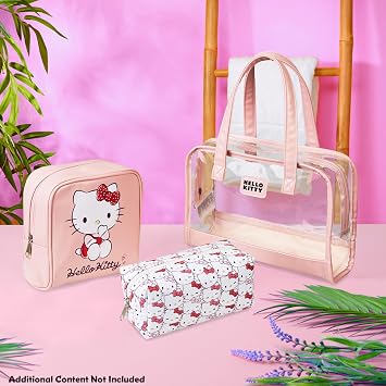 Get Trend Hello Kitty Toiletry Bag and Makeup Bag Set of 3 for Women Teens Girls Zipped Cosmetics Case Kawaii Travel Essentials Anime