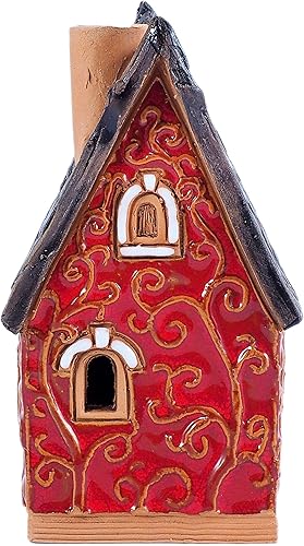 Miniatura 5 de Cerámica Navidad Village casas colección - coleccionable casa roja miniatura - cono incienso titular R502