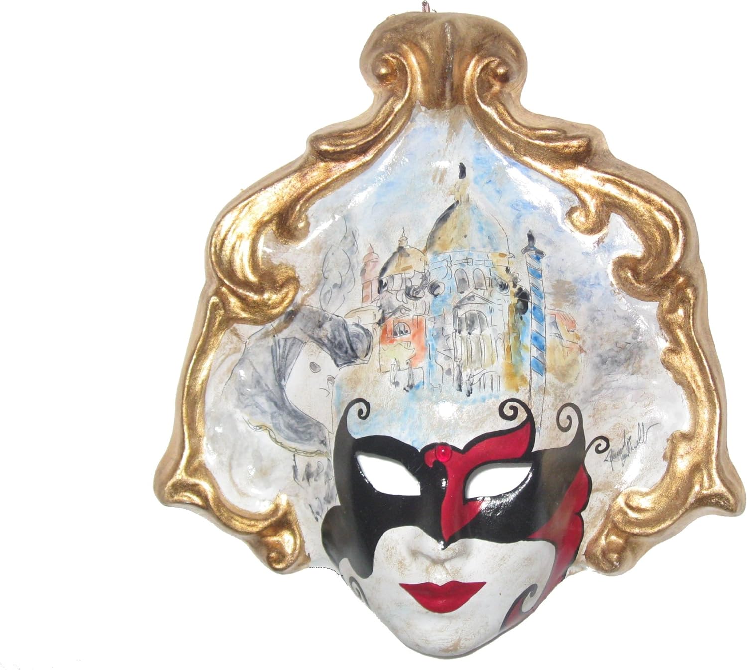 Cathedral Bridge Paper Mache Watercolor Venetian Decorative Wall Mask