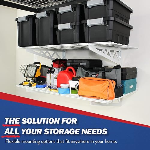 Miniatura 4 de Estante de pared SafeRacks, para garaje, 2 unidades, 45.72 x 121.92 cm, con ganchos para bicicleta